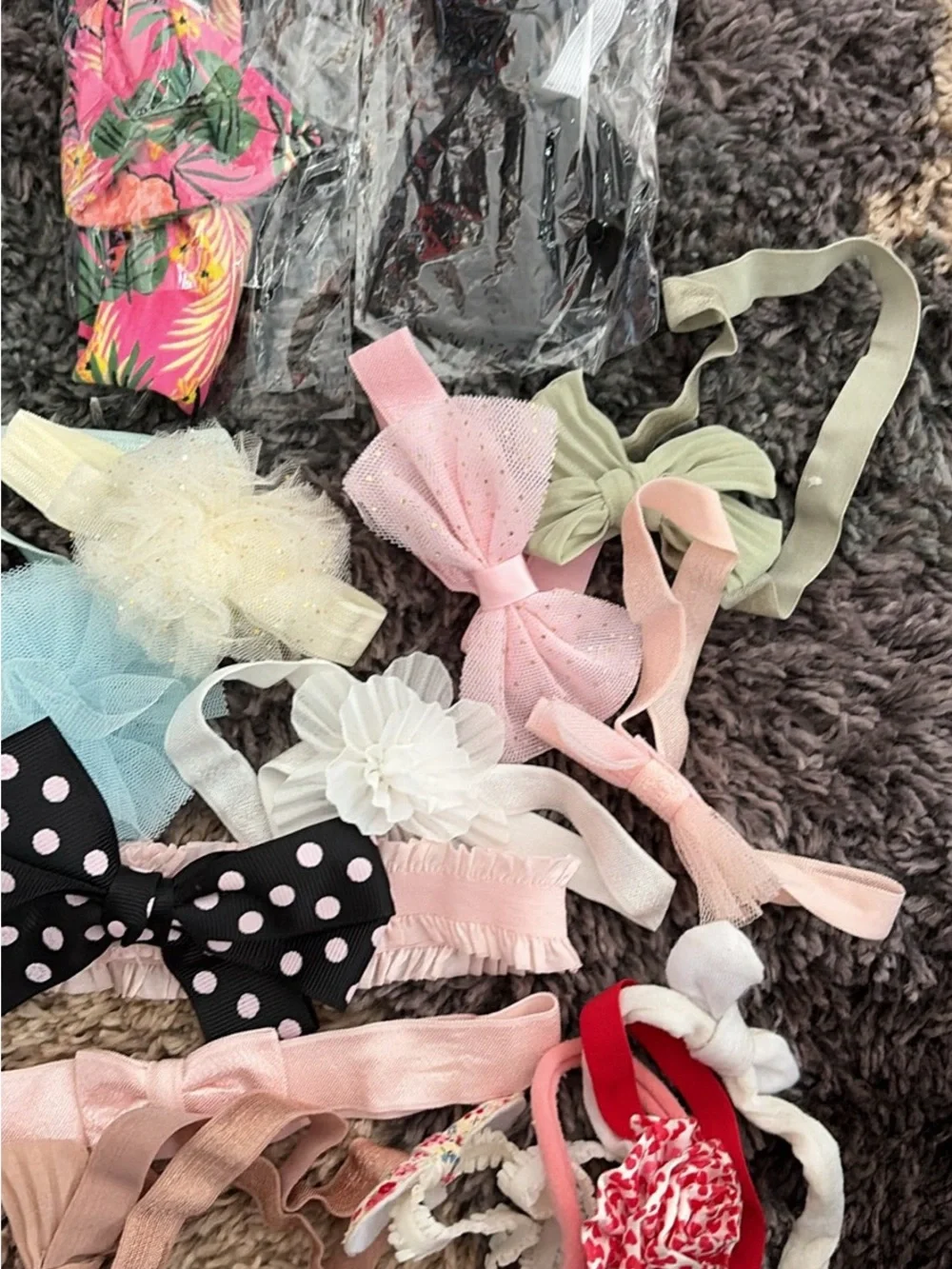 Assorted Girls' Pink and Multi-Colored Bow & Flower Headband Set